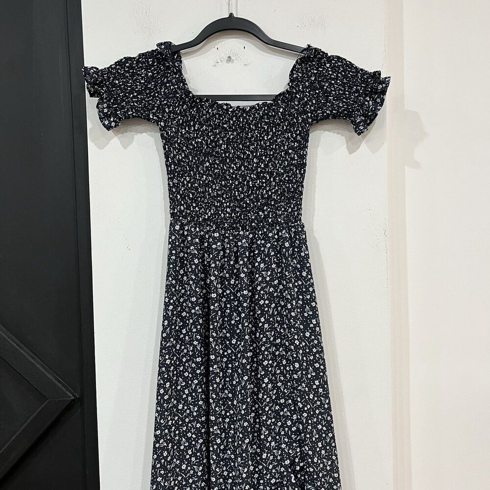 Mi Ami Smocked Floral Maxi Dress Hi Lo Off The Shoulder Size XS
